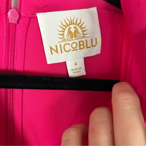 NWOT NICOBLU NOOR LONG FUCHSIA TUNIC DRESS WITH GOLD EMBELLISHMENT SIZE 4 - Picture 7 of 8